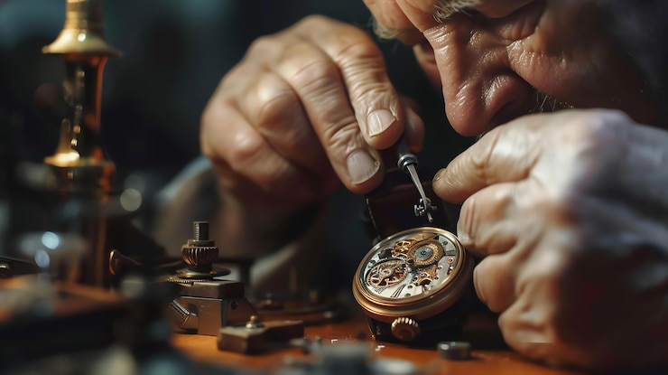 Alte mechanische Uhr vor der Restauration